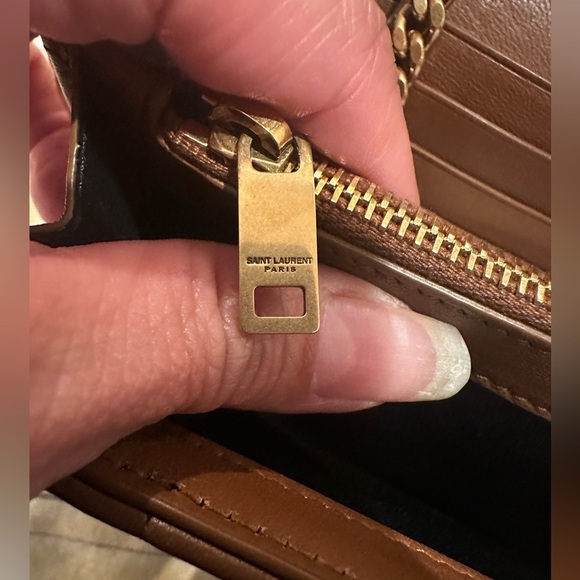 YSL Brown Quilted Wallet on chain - Picture 14 of 14